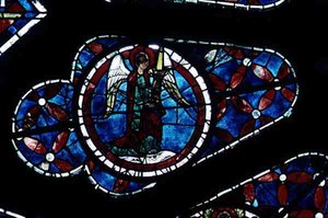 Ángel (detalle) de la ventana rosa norte, c.1223 de French School